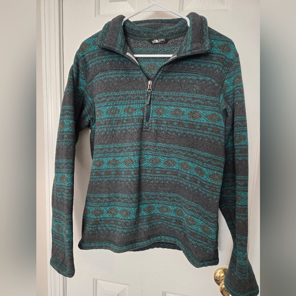 The North Face Spell Out Southwestern Aztec Fiesta Knit Quater Zip Jacket Size M